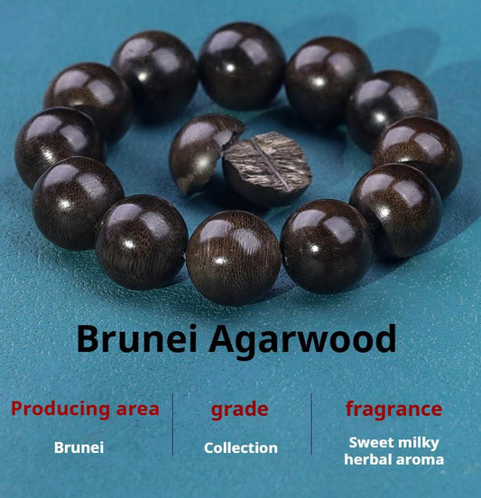 Natural Brunei agarwood bracelet with 108 beads for men and women AB2552