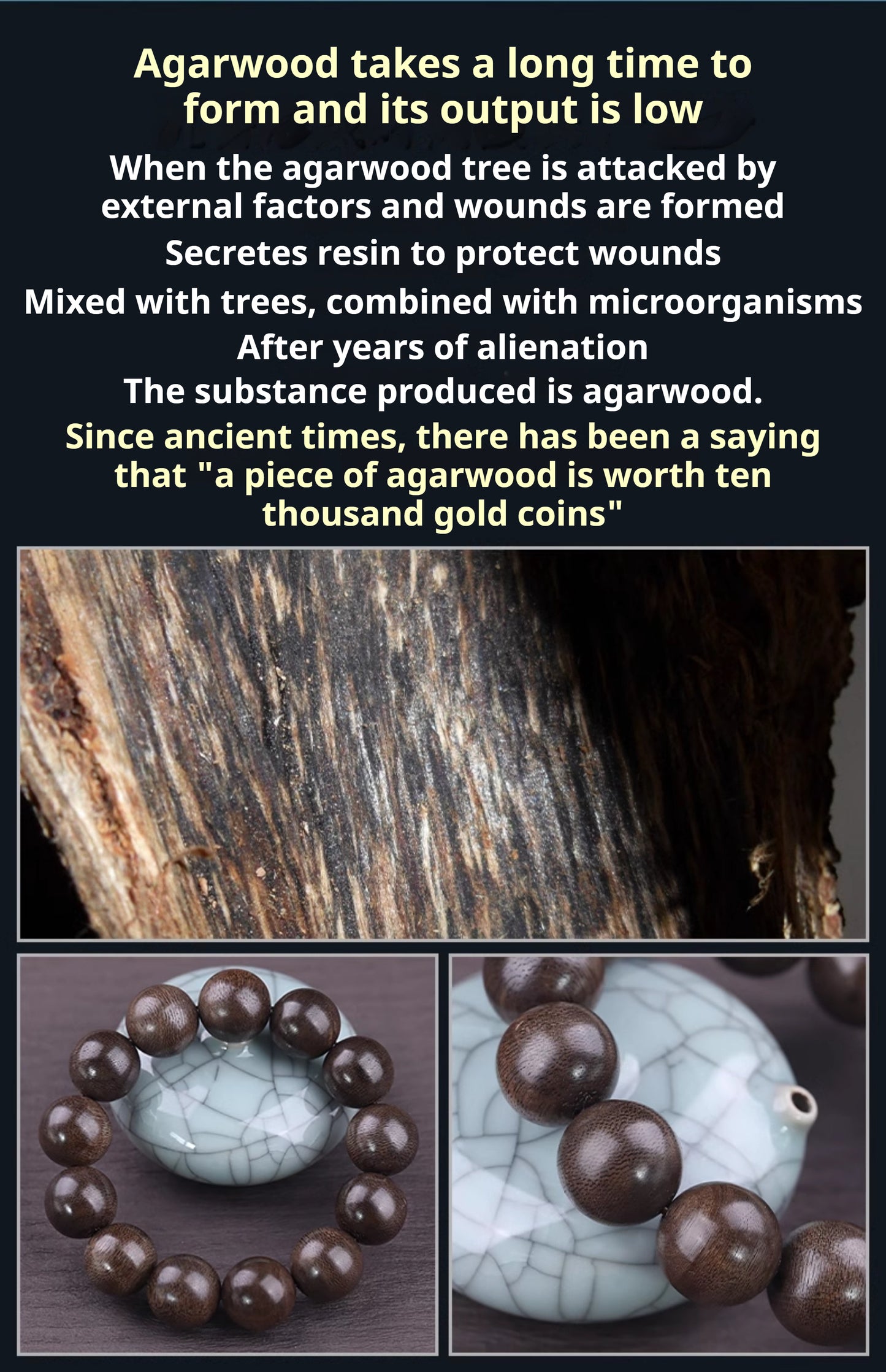 Natural Brunei agarwood bracelet with 108 beads for men and women AB2552