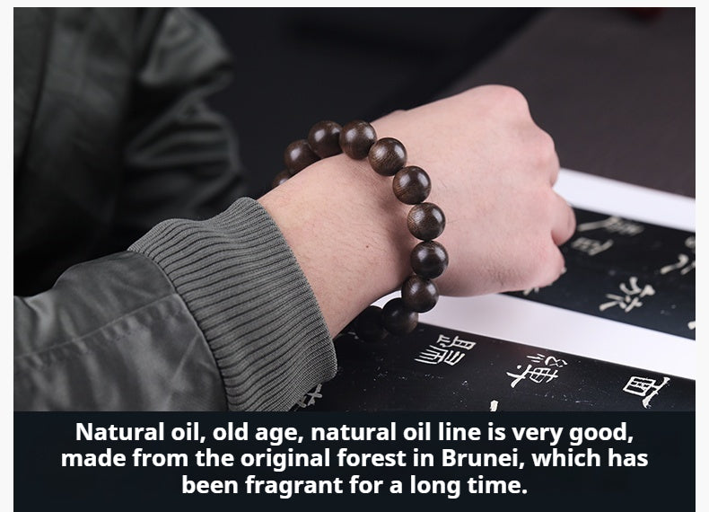 Natural Brunei agarwood bracelet with 108 beads for men and women AB2552